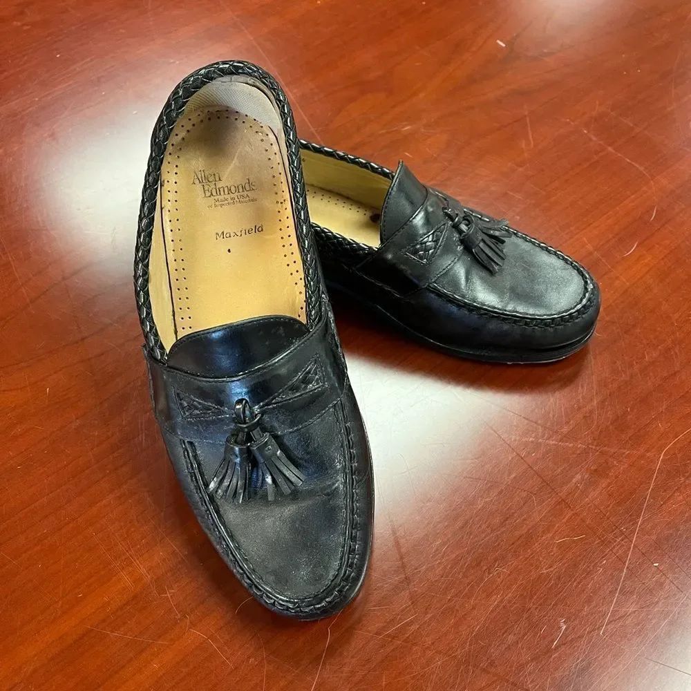 Allen Edmonds Maxfield Black Leather Tassel Loafers sz 10-1/2 W